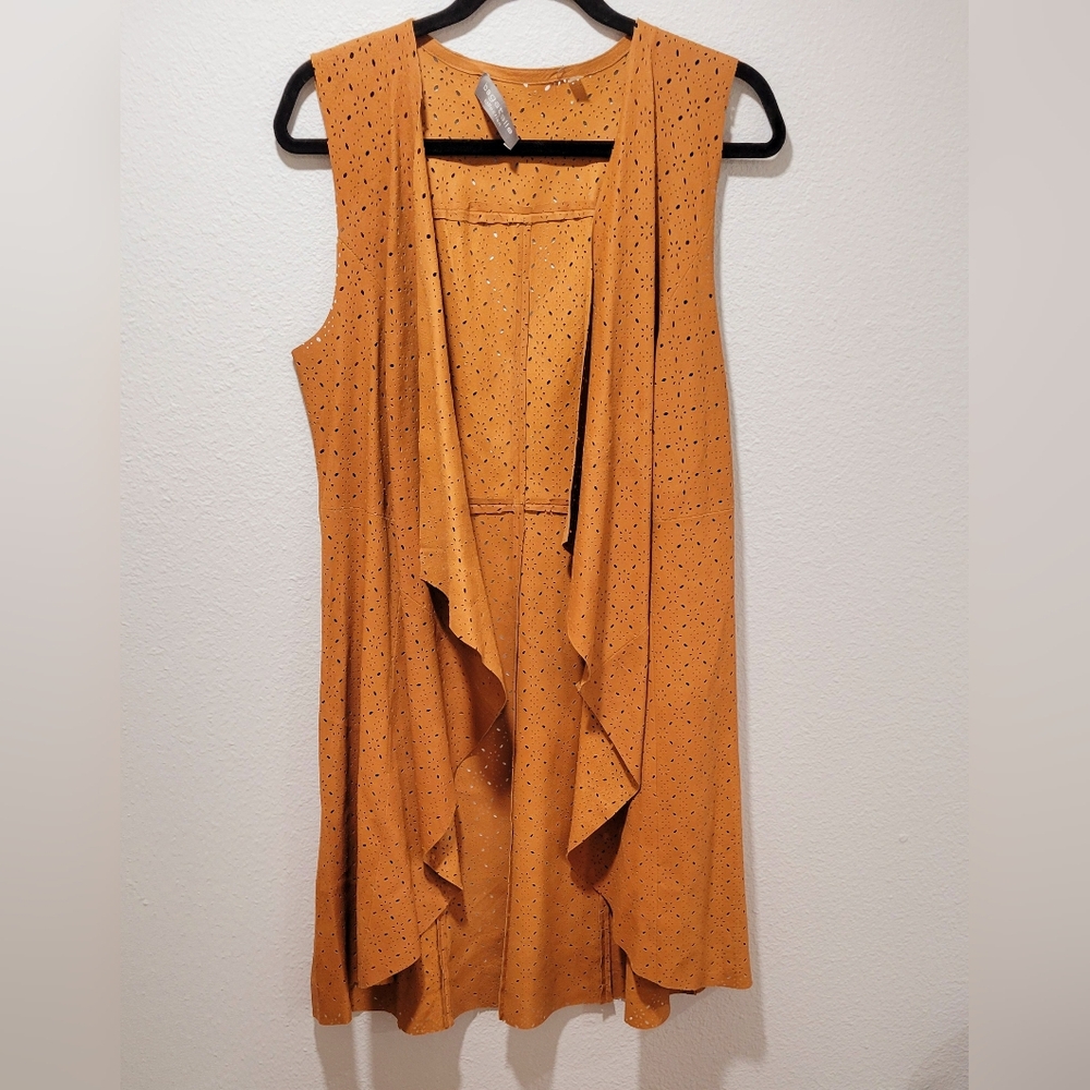 Women’s Boho Sleeveless Vest Chic Tan Bagatelle Size S Brown/Tan Western Leather